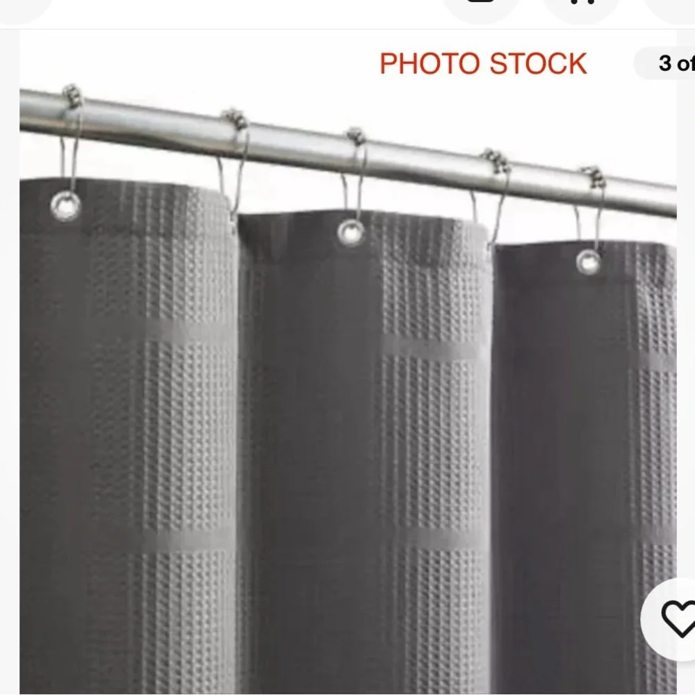 Nueva Spa 3 piece Bath Set, Curtain, Liner, Hooks, - Grey NWOT